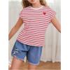 image:imageSOLY HUX Girls Cute Striped T Shirts Short Sleeve Heart Casual Teen Tee Tops Preppy ClothesDusty Pink Striped