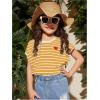 image:imageSOLY HUX Girls Cute Striped T Shirts Short Sleeve Heart Casual Teen Tee Tops Preppy ClothesYellow Striped