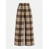 image:imageSOLY HUX Girls Wide Leg Plaid Pants Elastic Waist Casual Baggy Sweatpants Fall ClothesKhaki Plaid