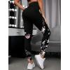 image:imageSOLY HUX High Waisted Graphic Print Leggings for Women Yoga Workout Pants with Pockets Tummy Control Leggings Black Floral M
