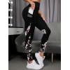image:imageSOLY HUX High Waisted Graphic Print Leggings for Women Yoga Workout Pants with Pockets Tummy Control Leggings Black Floral M