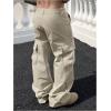 image:imageSOLY HUX Mens Baggy Cargo Pants Wide Leg Elastic Waist Hip Hop Trousers StreetwearPlain Apricot