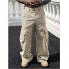 image:imageSOLY HUX Mens Baggy Cargo Pants Wide Leg Elastic Waist Hip Hop Trousers StreetwearPlain Apricot