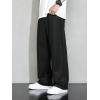 image:imageSOLY HUX Mens Casual Pants Drawstring Elastic Waist Straight Leg Baggy Pants with PocketsPlain Black