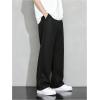 image:imageSOLY HUX Mens Casual Pants Drawstring Elastic Waist Straight Leg Baggy Pants with PocketsPlain Black