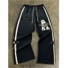 image:imageSOLY HUX Mens Y2k Graphic Sweatpants Letter Striped Drawstring Waist Baggy Pants with PocketsBlack Letter