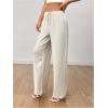 image:imageSOLY HUX Womens Casual Drawstring Elastic Waist Pants Wide Leg Long Pants Plain Beige PetiteXS XSmall