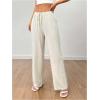 image:imageSOLY HUX Womens Casual Drawstring Elastic Waist Pants Wide Leg Long Pants Plain Beige PetiteXS XSmall