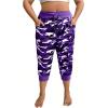image:imageSOLY HUX Womens Plus Size Capris Pants Camo Print Drawstring Elastic Waist Joggers Pants with PocketsPurple Camo
