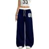 image:imageSOLY HUX Girls Baggy Pants Y2k Number Striped Wide Leg Sweatpants Casual Streetwear Dark Blue Letter 13Y