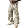 image:imageSOLY HUX Mens Baggy Cargo Pants Wide Leg Elastic Waist Hip Hop Trousers StreetwearPlain Apricot