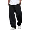 image:imageSOLY HUX Mens Baggy Sweatpants Drawstring Elastic Waist Workout Running Sweat Pants with PocketsPure Black