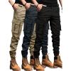 image:imageSOLY HUX Mens Cargo Pants Elastic Waist Slim Fit Outdoor Hiking Joggers with Pockets 3 PacksBlack Khaki Multi