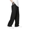 image:imageSOLY HUX Mens Casual Pants Drawstring Elastic Waist Straight Leg Baggy Pants with PocketsPlain Black