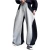 image:imageSOLY HUX Mens Color Block Sweatpants Drawstring Elastic Waist Wide Leg Baggy Long Pants Casual StreetwearLight Grey and Black