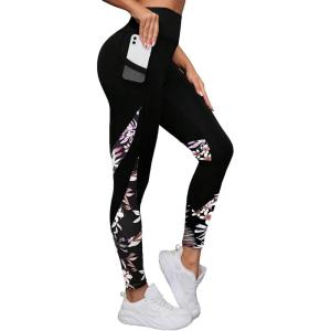 image:imageSOLY HUX High Waisted Graphic Print Leggings for Women Yoga Workout Pants with Pockets Tummy Control Leggings Black Floral M