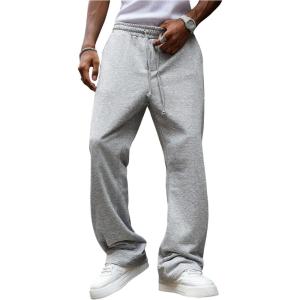 image:imageSOLY HUX Mens Baggy Sweatpants Drawstring Elastic Waist Casual Flare Pants with PocketsPure Grey