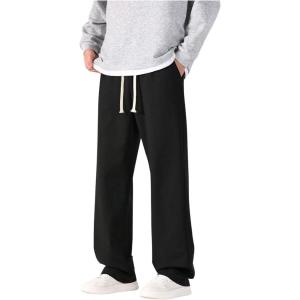 image:imageSOLY HUX Mens Baggy Sweatpants Drawstring Elastic Waist Straight Leg Workout Pants with PocketsPure Black