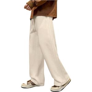 image:imageSOLY HUX Mens Baggy Sweatpants Drawstring Elastic Waist Wide Leg Casual Track PantsPure Apricot