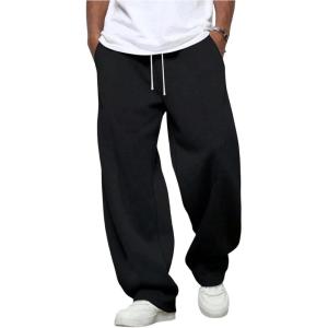 image:imageSOLY HUX Mens Baggy Sweatpants Drawstring Elastic Waist Workout Running Sweat Pants with PocketsPure Black