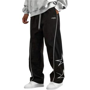 image:imageSOLY HUX Mens Baggy Sweatpants Y2k Star Graphic Straight Leg Casual Long Pants StreetwearBlack Star