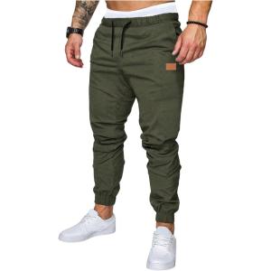 image:imageSOLY HUX Mens Casual Joggers Pants Drawstring Elastic Waist Hiking Outdoor Pants with PocketsPlain Army Green