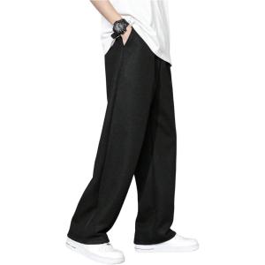 image:imageSOLY HUX Mens Casual Pants Drawstring Elastic Waist Straight Leg Baggy Pants with PocketsPlain Black