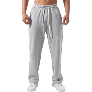 image:imageSOLY HUX Mens Drawstring Sweatpants Elastic Waist Straight Leg Casual Pants with PocketsPure Grey