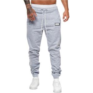 image:imageSOLY HUX Mens Drawstring Waist Sweatpants Letter Patched Casual Workout Joggers Pants with PocketsLight Grey Letter
