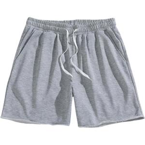 image:imageSOLY HUX Mens Sweat Shorts Drawstring Elastic Waist Raw Hem Workout Casual Summer Shorts with PocketsPure Grey