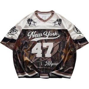image:imageSOLY HUX Jersey Shirts for Men Y2k Short Sleeve Camo Graphic Tees Streetwear Summer OutfitsBrown Multi