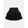 image:imageSOLY HUX Girls High Waisted Ruffle Short Tennis Skirts Skort Skater Golf Skirt with Shorts UnderneathPlain Black