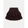 image:imageSOLY HUX Girls High Waisted Ruffle Short Tennis Skirts Skort Skater Golf Skirt with Shorts UnderneathPlain Brown