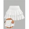 image:imageSOLY HUX Girls High Waisted Ruffle Short Tennis Skirts Skort Skater Golf Skirt with Shorts UnderneathPlain White
