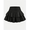 image:imageSOLY HUX Girls High Waisted Ruffle Short Tennis Skirts Skort Skater Golf Skirt with Shorts UnderneathSolid Black