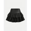 image:imageSOLY HUX Girls High Waisted Ruffle Short Tennis Skirts Skort Skater Golf Skirt with Shorts UnderneathSolid Black