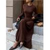 image:imageSOLY HUX Womens Maxi Skirt Set 2 Piece Long Sleeve Fitted T Shirts and Flowy Long Skirts Fall ClothesCoffee Brown