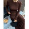 image:imageSOLY HUX Womens Maxi Skirt Set 2 Piece Long Sleeve Fitted T Shirts and Flowy Long Skirts Fall ClothesCoffee Brown
