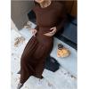 image:imageSOLY HUX Womens Maxi Skirt Set 2 Piece Long Sleeve Fitted T Shirts and Flowy Long Skirts Fall ClothesCoffee Brown