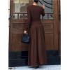 image:imageSOLY HUX Womens Maxi Skirt Set 2 Piece Long Sleeve Fitted T Shirts and Flowy Long Skirts Fall ClothesCoffee Brown