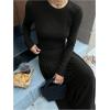image:imageSOLY HUX Womens Maxi Skirt Set 2 Piece Long Sleeve Fitted T Shirts and Flowy Long Skirts Fall ClothesPure Black