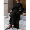 image:imageSOLY HUX Womens Maxi Skirt Set 2 Piece Long Sleeve Fitted T Shirts and Flowy Long Skirts Fall ClothesPure Black