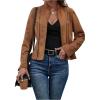 image:imageSOLY HUX Womens Faux Suede Open Front Cardigan Jacket Long Sleeve Casual Vintage OuterwearPlain Rust Brown