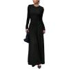 image:imageSOLY HUX Womens Maxi Skirt Set 2 Piece Long Sleeve Fitted T Shirts and Flowy Long Skirts Fall ClothesPure Black