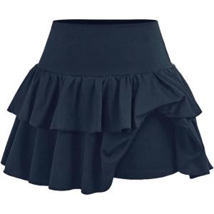 image:imageSOLY HUX Girls High Waisted Ruffle Short Tennis Skirts Skort Skater Golf Skirt with Shorts UnderneathDark Blue