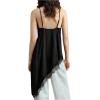 image:imageSOLY HUX Asymmetrical Satin Camisole Tops for Women Lace Sleeveless Silk Blouses Dressy Cami Tops for Under ClothesPure Black