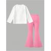 image:imageSOLY HUX Girls 2 Piece Outfits Cherry Long Sleeve T Shirt and Flare Pants Set Cute Fall ClothesPink and White