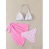 image:imageSOLY HUX Girls Summer Swimsuit Set Floral Halter Triangle Bikini Set with Wrap Skirts BeachwearCoral Pink Floral