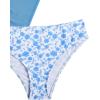 image:imageSOLY HUX Girls Summer Swimsuit Set Floral Halter Triangle Bikini Set with Wrap Skirts BeachwearDusty Blue Floral