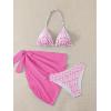 image:imageSOLY HUX Girls Summer Swimsuit Set Floral Halter Triangle Bikini Set with Wrap Skirts BeachwearHot Pink Floral